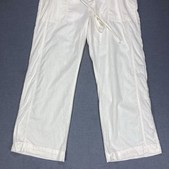 Norma Kamali Linen Pants Womens XL Ivory Straight Leg Breathable Casual Comfort - Picture 4 of 13